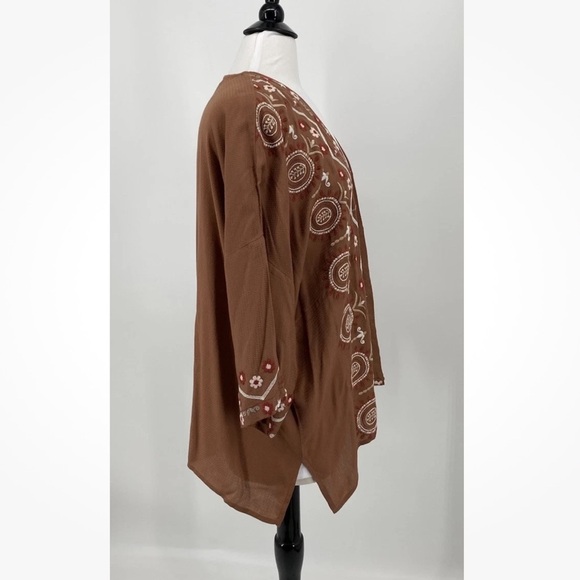 J Jill Womens OS Embroidered Kimono Open Front Cardigan One Size - Picture 2 of 6